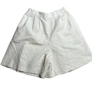 Vintage Elastic Pull On Shorts Cream Beige High Waisted Oversized Mom Shorts DD2